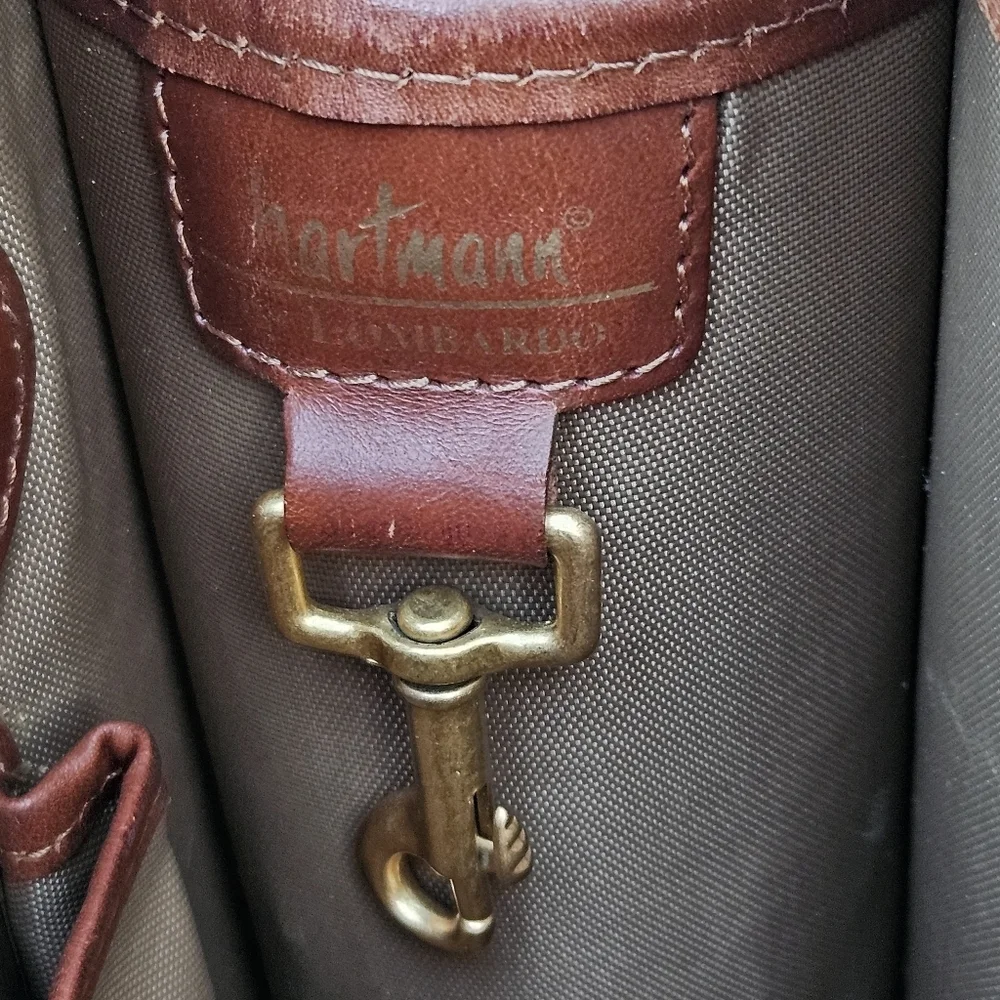 Vintage Hartmann by Lombardo Cognac Brown Leather Briefcase Lawyer Bag Crossbody